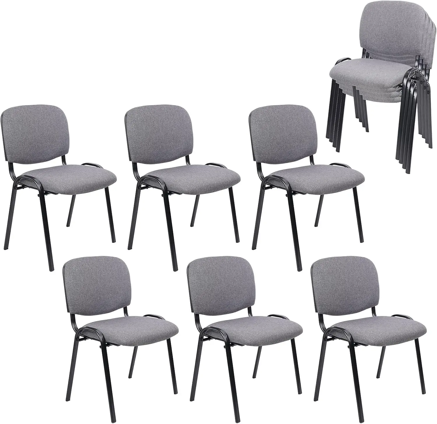 Clatina Set Of 10 Stackable Waiting Room Chairs, Armless No Wheels Reception Chair With Upholstered Seat, Guest Chairs For