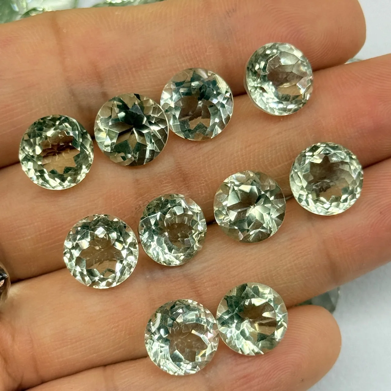 

Round natural green amethyst Loose Gemstone Facetted Cut For DIY Jewelry Making