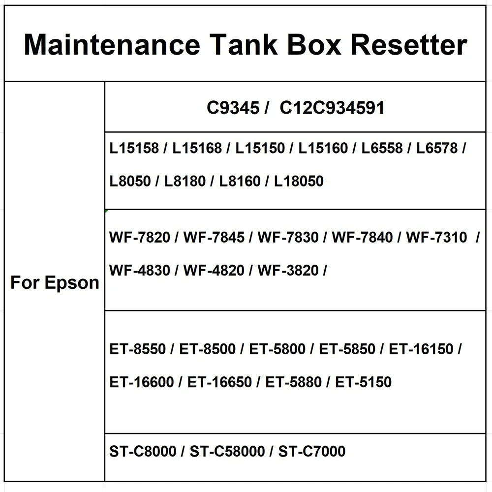 C9345 5PCS Battery Version Maintenance Tank Chip Resetter for Epson T-8550 ET-8500 ET-16000 L8050 L15158 L15168 L15150 L15160