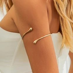 Simple Vintage Water Drop Open Cuff Bangles For Women Trend Goth Geometric Arm Bracelet Aesthetic Jewelry Gift New