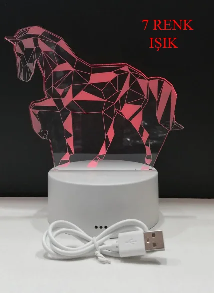 Unicorn Horse 3D night light Lighted 2 Gift,love,family,friendship,celebration,fun, joke, Cute ,Ships from Turkey