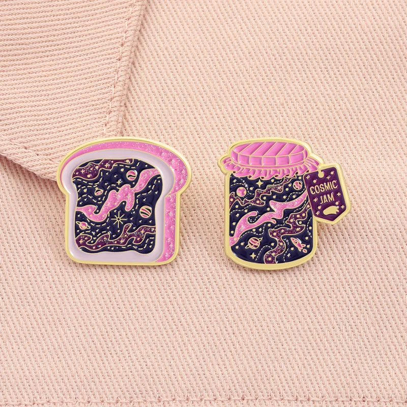 Space Toast Galaxy Emaille Pin Gitter Galaxy Cosmic Jam Metall Brosche Revers Rucksack Abzeichen Modeschmuck Geschenke für Freunde