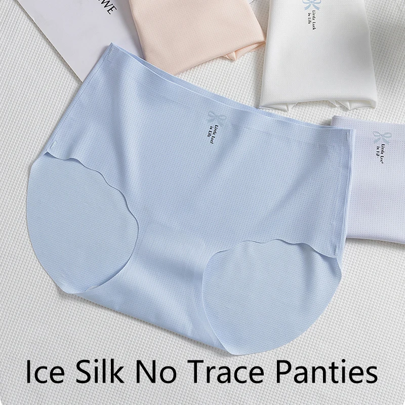 Ropa interior de seda de hielo para mujer, calzoncillos sexys de cintura media, satén de seda transpirable, pantalones cortos triangulares, cómodos, íntimos, 5 piezas