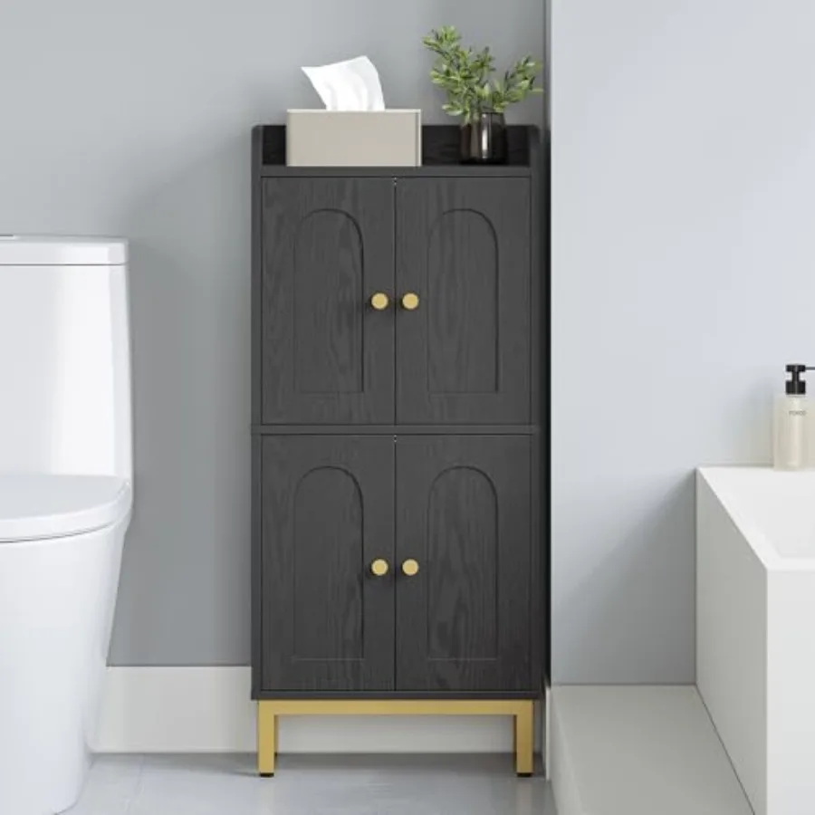 Bathroom Cabinet Small Storage Cabinet with 4 Doors Bathroom Organizers and Storage Cabinets with Adjustable Feet. Cabinets Fre