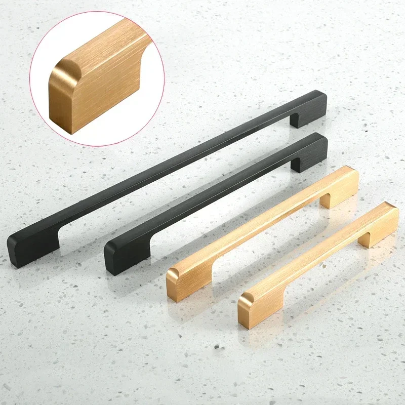 

American Minimalist Cabinet Handles for Furniture Kitchen Cabinet Door Drawer Gold Black Solid Aluminum Alloy 120mm-500mm
