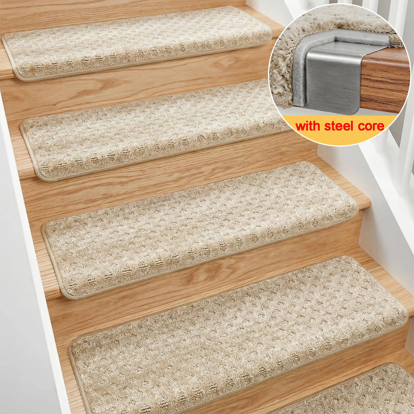 

New Stair Mats with 3D Patterns Carpets for Home Stair Treads Thickened Sound-absorbing Mats for Kids Pets Non-slip Floor Mat