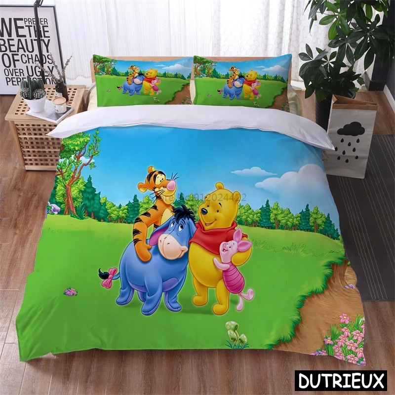 

Disney Winnie The Pooh 3D Bedding Set Children Kids Cute Cartoon Duvet Cover Set Soft Quilt Cover & Pillowcase Home Textile Gift