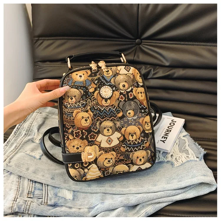 

2025 New Women's Canvas Backpack - Fashion Trend, Embroidered, Large Capacity, College Style for Daily Commute