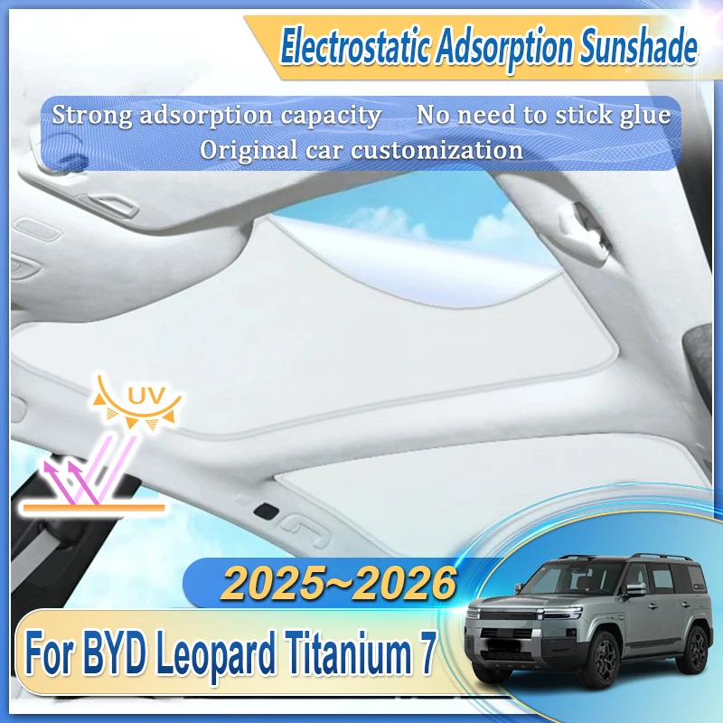 

For BYD Leopard Titanium 7 Fangchengbao Ti7 2025 2026 Car Insulation Sunroof Sunshade Electrostatic Adsorption Blind Shading Sun