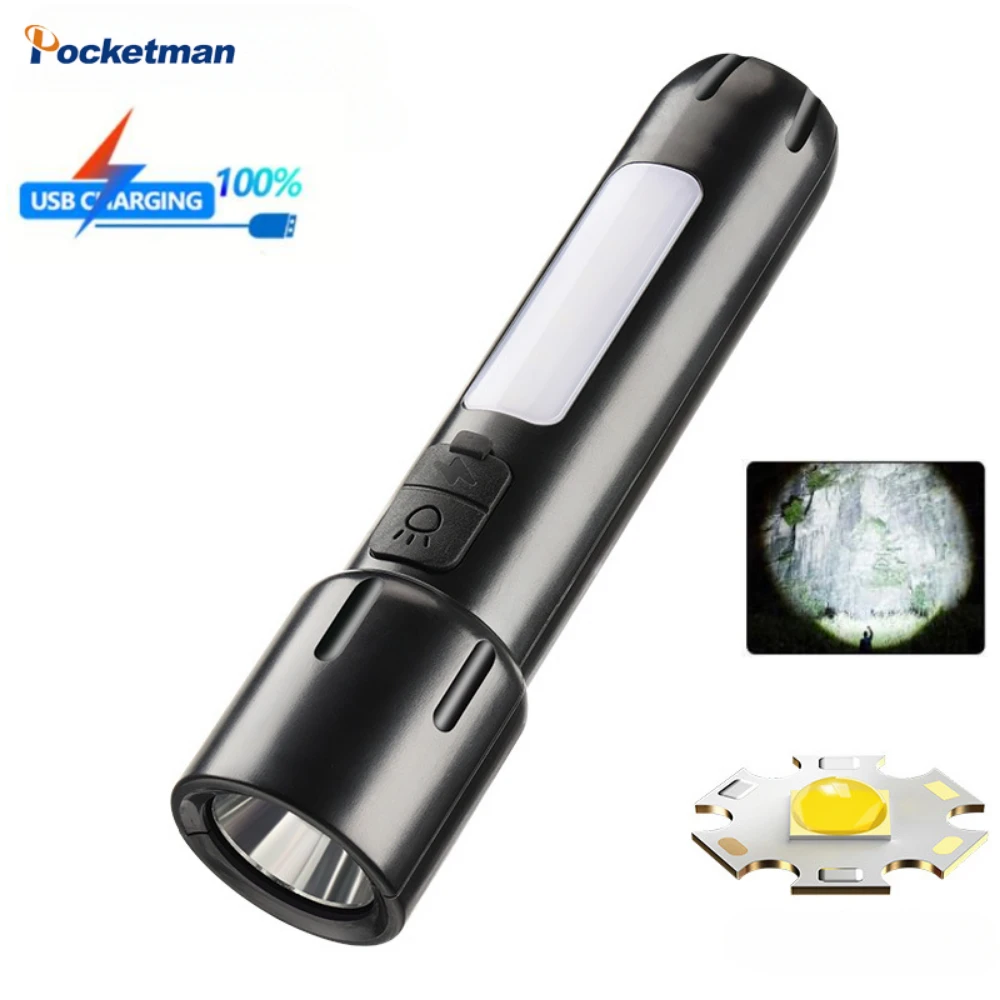 High Lumens LED Flashlight USB Rechargeable Handlamp Built-in Battery 4 Light Modes Torch Outdoor Waterproof Camping Lantern