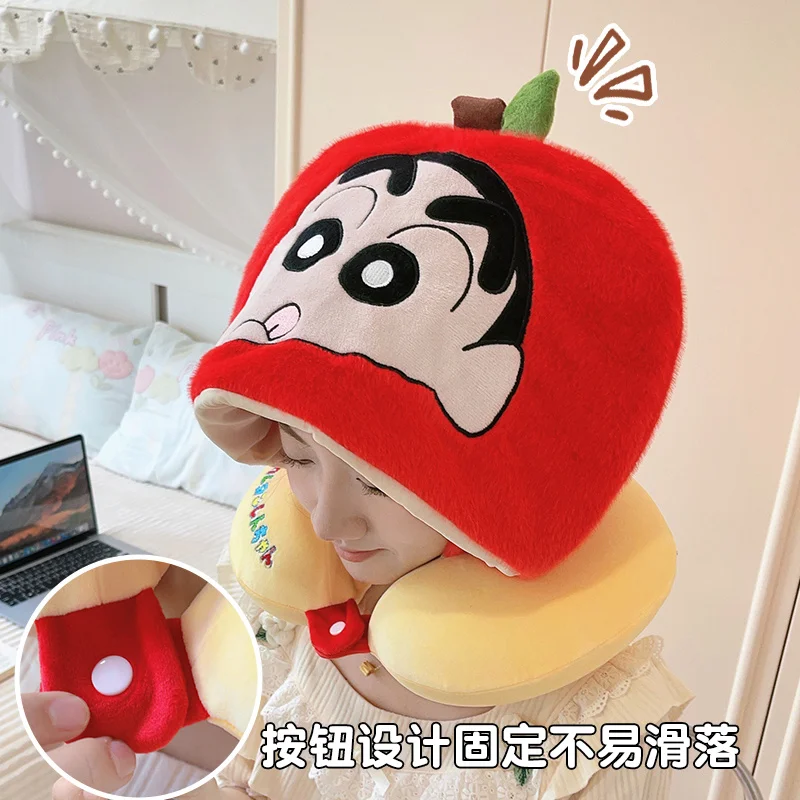 영화 애니메이션 만화 크레용 신짱 U자형 후드 목베개 여행용 블랙아웃 낮잠베개 사무실용 모자베개 선물