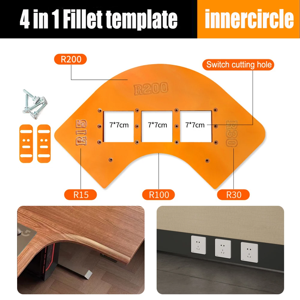 Woodworking Router Corner Radius Templates Jig R200 R60 R30 R15 R100 Arc Angle Corner Template Woodworking Tool