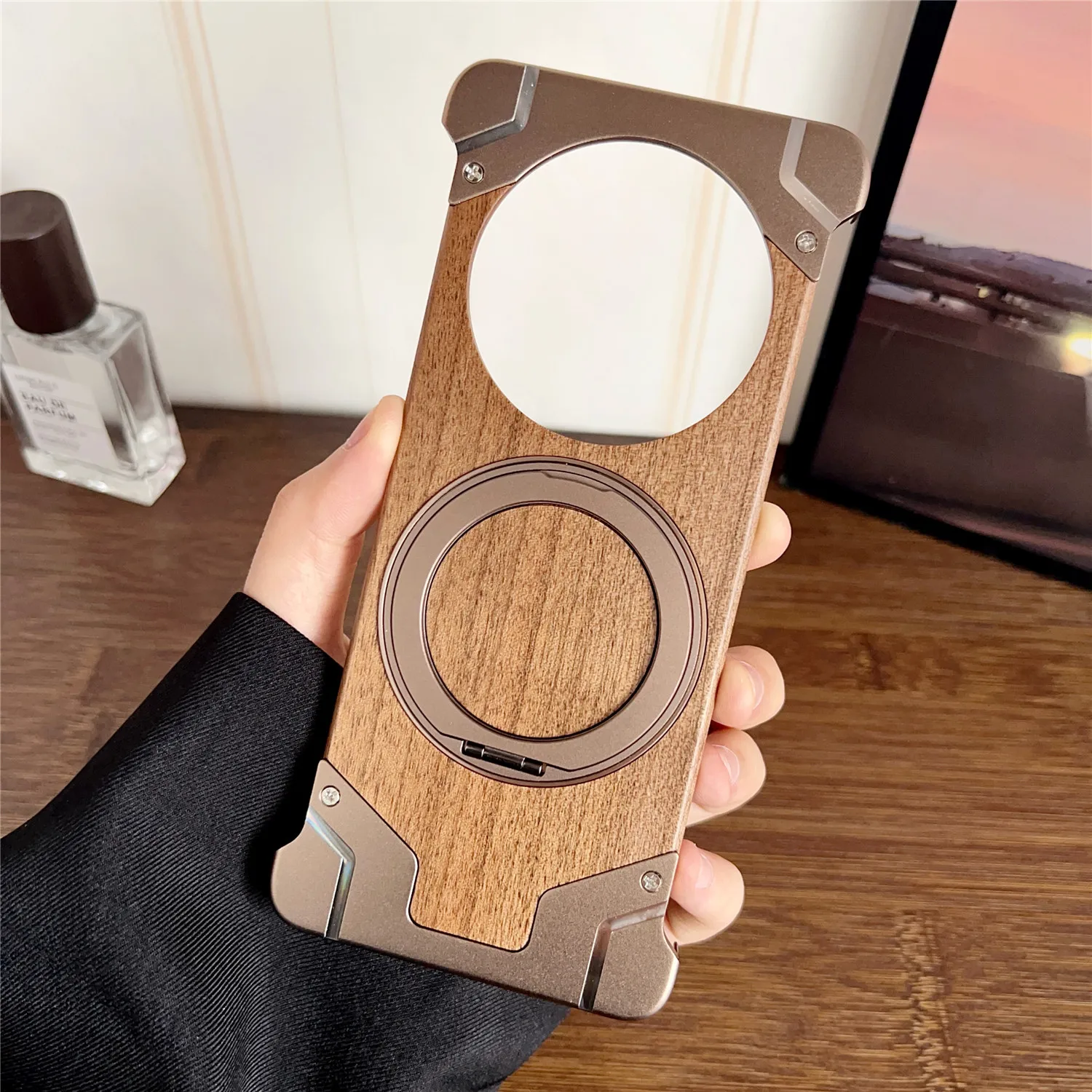 Original Wood Metal Phone Case for Huawei Honor X9B X9C X9D Magic 7 Lite 6 Lite Aluminum Alloy Shock Absorption Magnetic Cover