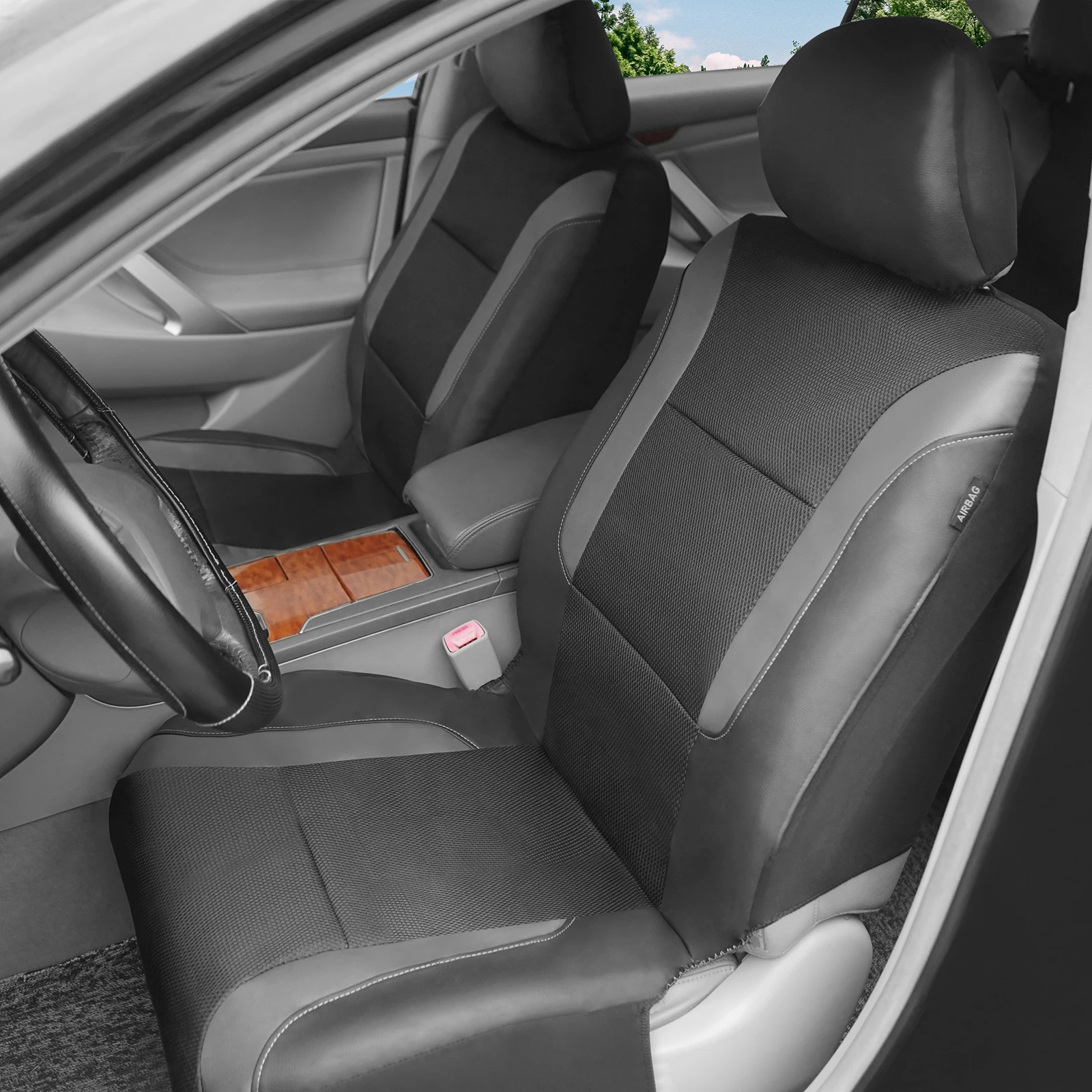 

Universal Breathable Mesh Fabric Split Pu Leather Car Seat Covers Fit For Most Car Suv Truck Vans Accessories Interior