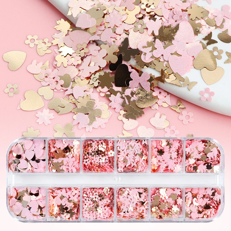 Mirror Glitter Epoxy Filling Gold Pink Butterfly Flower Sequins DIY Epoxy Jewelry Resin Shaker Filler Rabbit Sakura Slime Flakes