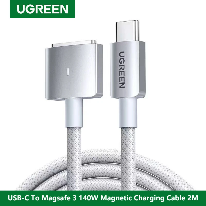 UGREEN For USB-C To Magsafe 3 Magnetic Charging Cable 140W 2m Nylon Braided For Apple Macbook Pro Air 2023 Type C PD Charger LED