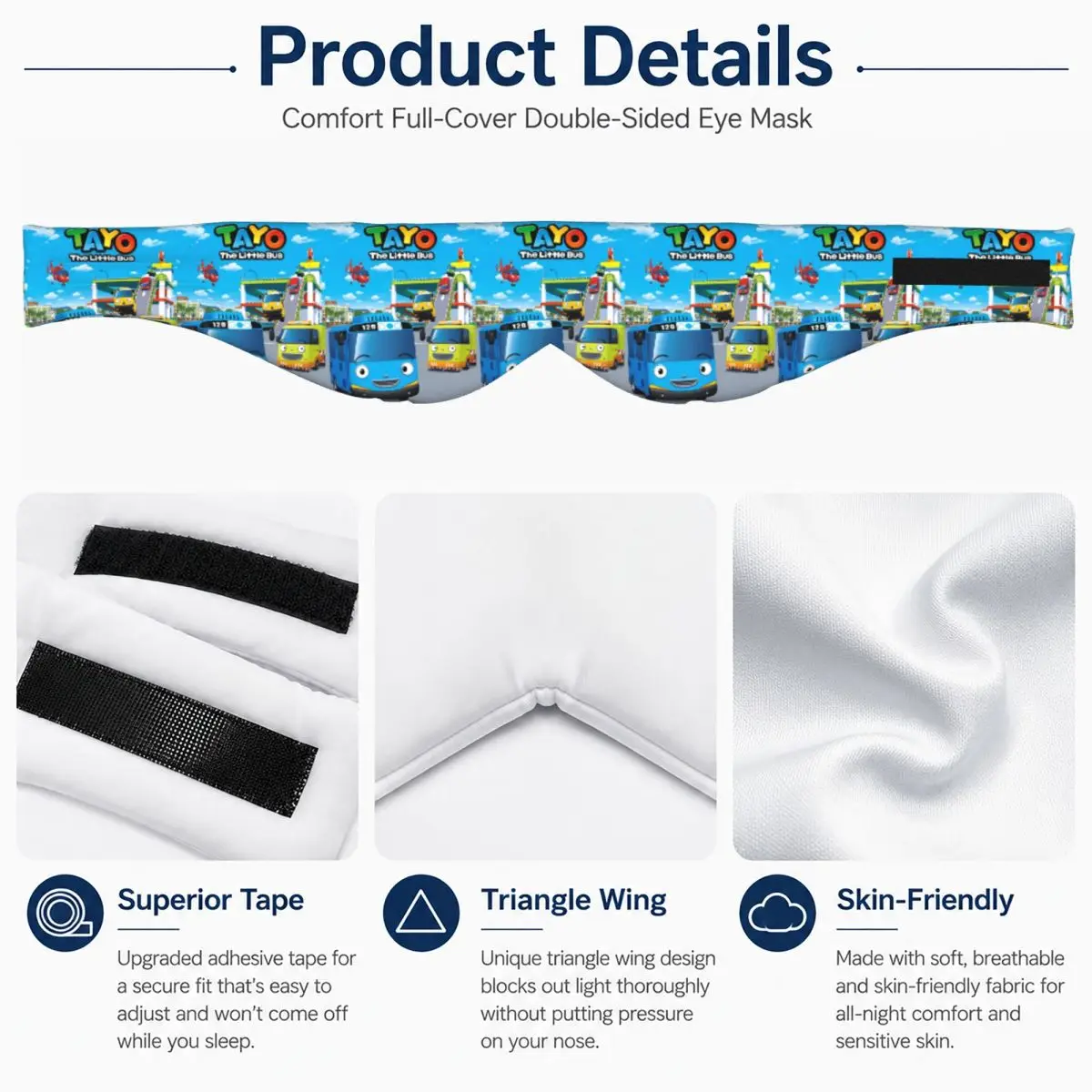 Tayo The Little Bus Cartoon sleep eye mask Light Blocking Portable Eye Cover for Girls Boys Office Nap Party Eyeshade eyepatch view 4