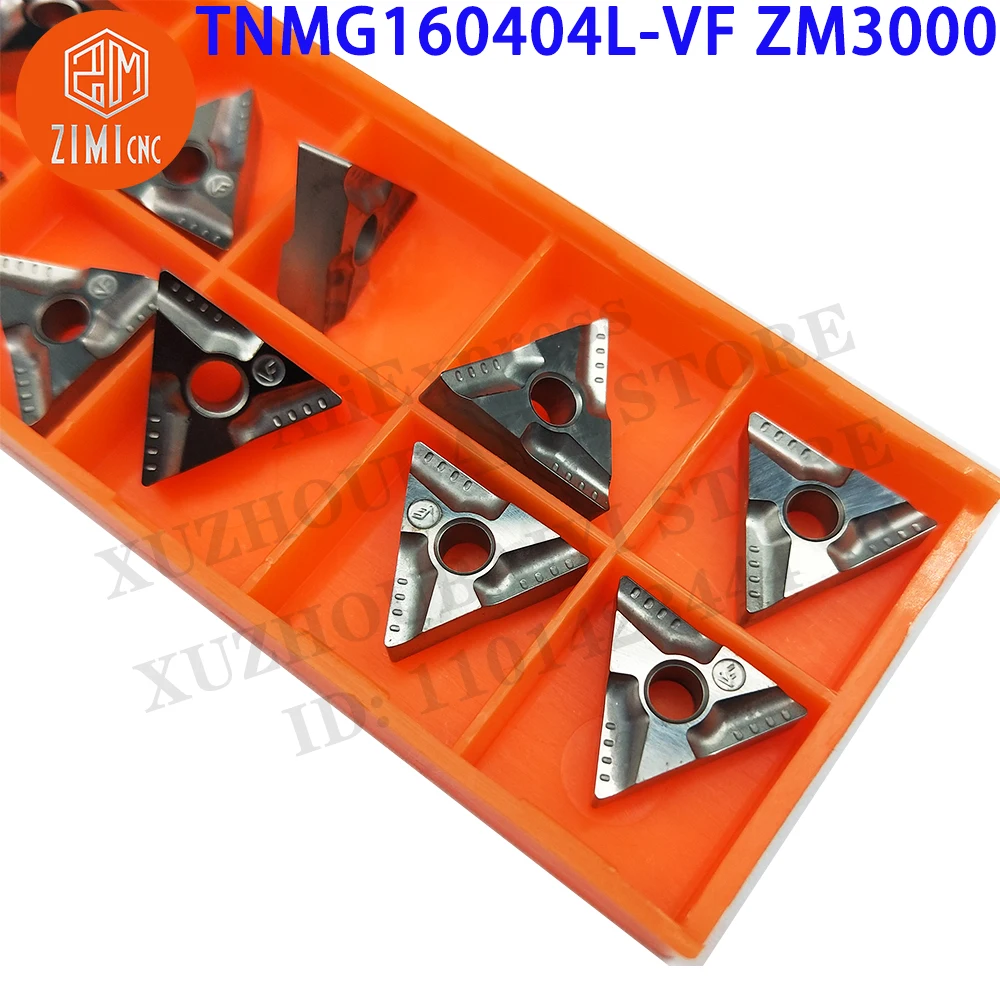 TNMG160404L-VF ZM3000 TNMG160404L-VF Inserção de metal duro Inserção giratória Ferramentas CNC mecânico TNMG1604 torno de metal ferramenta de corte 10 PCS