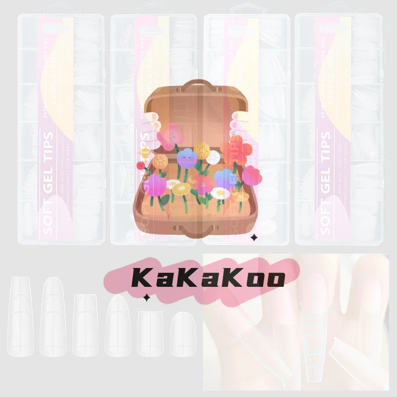 

240 шт. ультратонкие двусторонние накладные ногти с вспомогательной линией, без следов, прозрачные накладные ногти, сделай сам