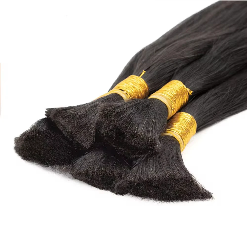 Silky Straight Bulk Hair Extensions para trançar, cabelo humano, 100% não transformados, Virgin Hair Bundles, Straight Weave