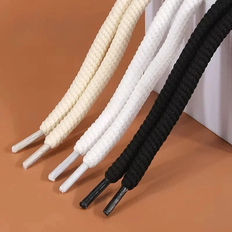 Solid Color 8mm round Thick Rope Shoelace for Sneakers And Quality Shoe Laces Accessory Multiple Lengths 100cm/120cm/140cm/160cm