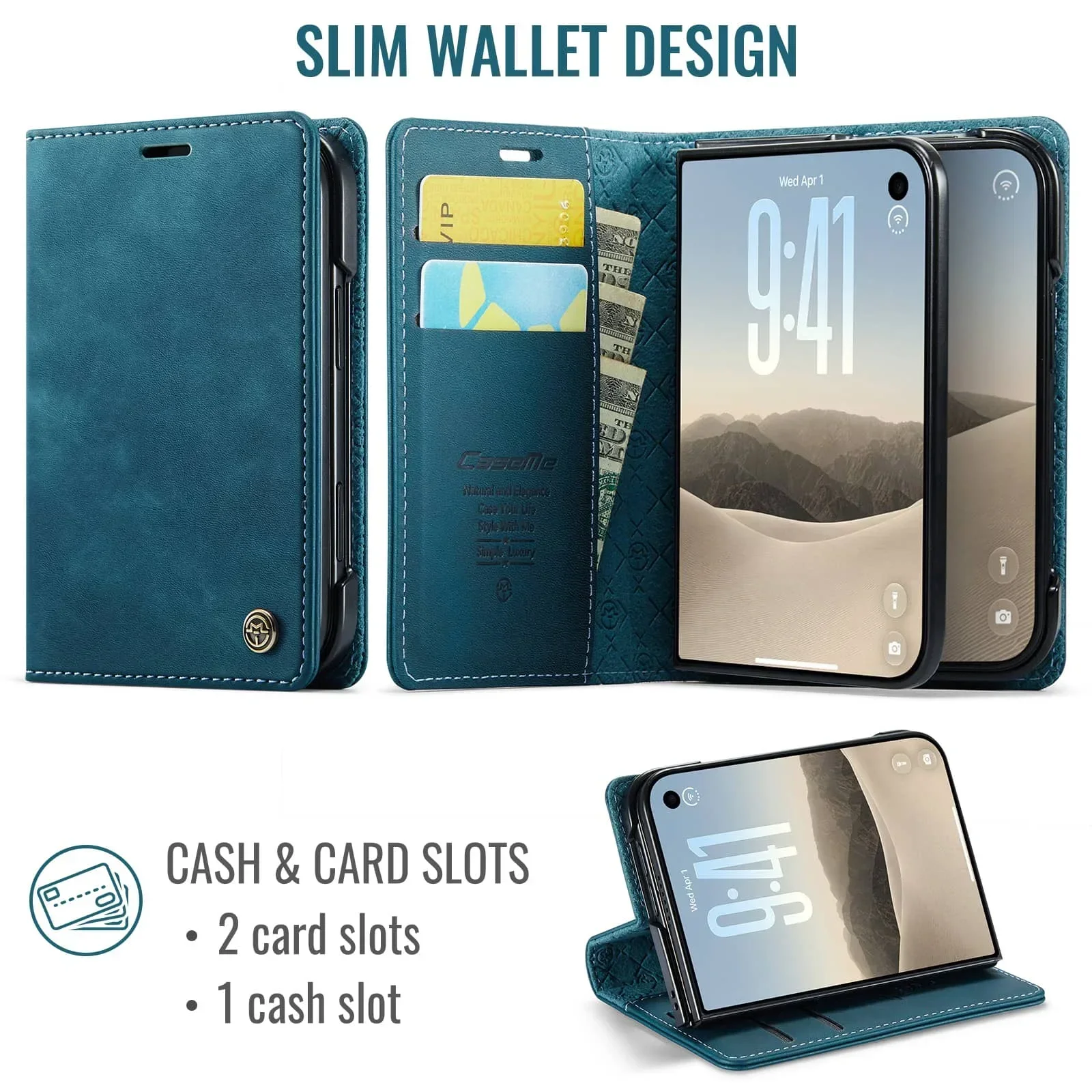 Classic Business Leather Texture Case For iPhone Duo 18 Fold Flip Card Wallet Holder Skin-friendly Shockproof Protect Back Cover