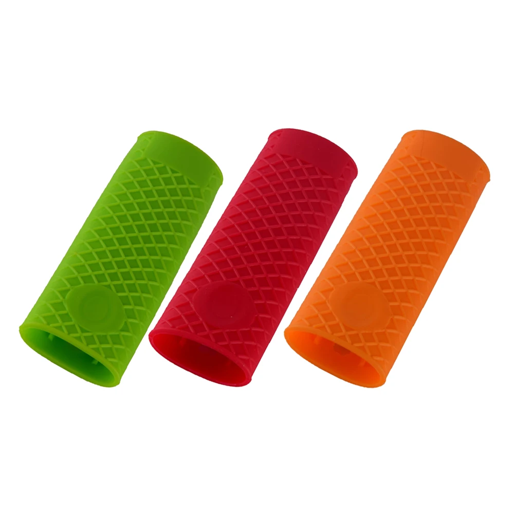 

3 Pack Hot Handle Holders Silicone Pot Handles Anti-scalding Cookware Handles Heat-resistant Food-grade Red Orange Green
