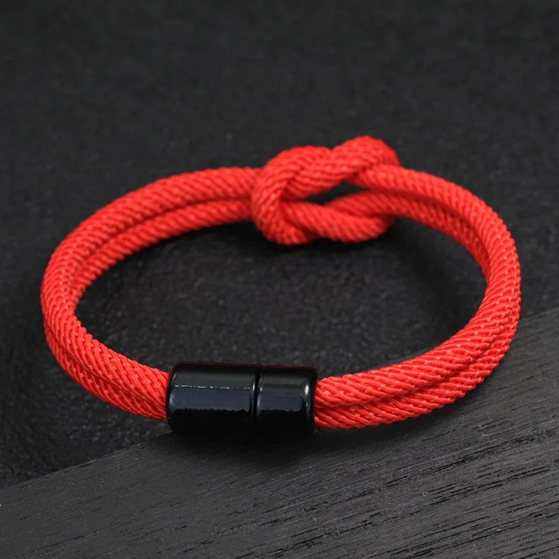 Fahion Rope Bracelet For Men Women Strong Magentic Clasp Concentric Knot Couple Braclet Valentine Day Present Pulsera Tela Joias