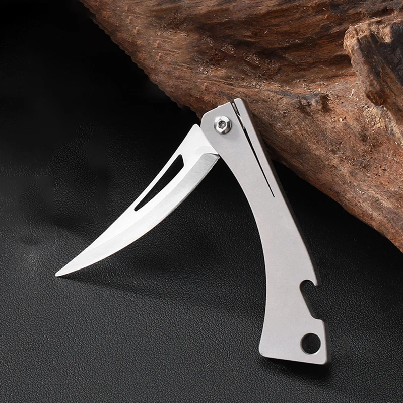 Sharp Titanium Alloy Folding Knife Multifunctional Bottle Opener Mini Knife Outdoor Survive Portable Pocket Knife Fishing Knife