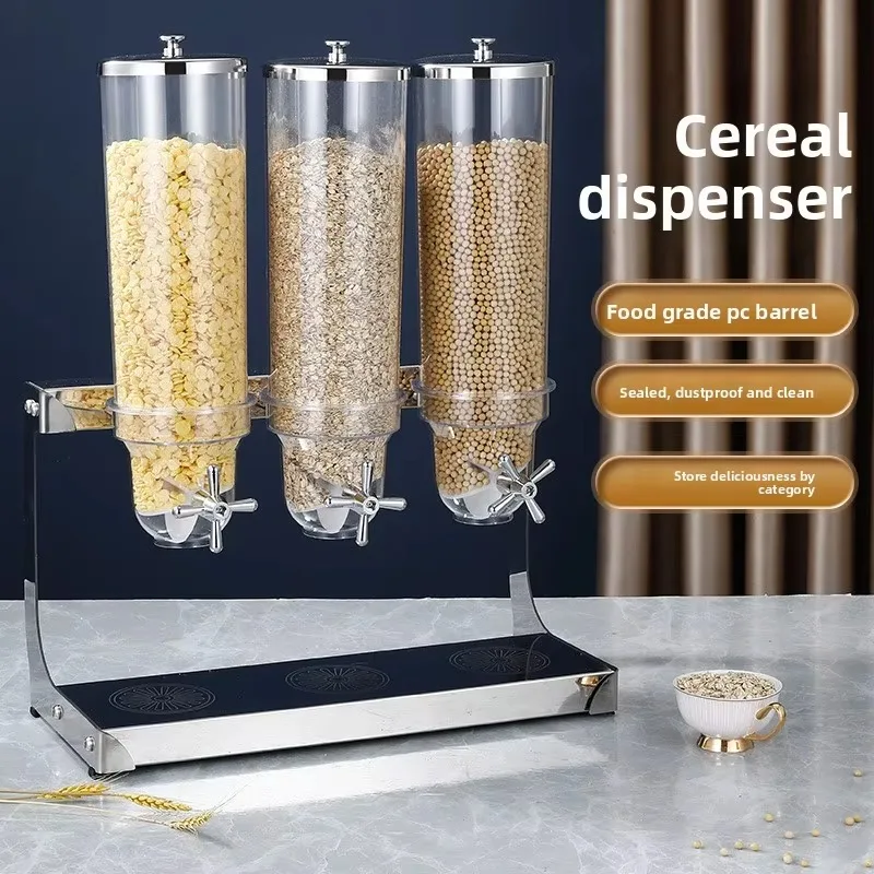 Metal grain dispenser, sealed design, for storing oats and grains, and equipped with a grain separator