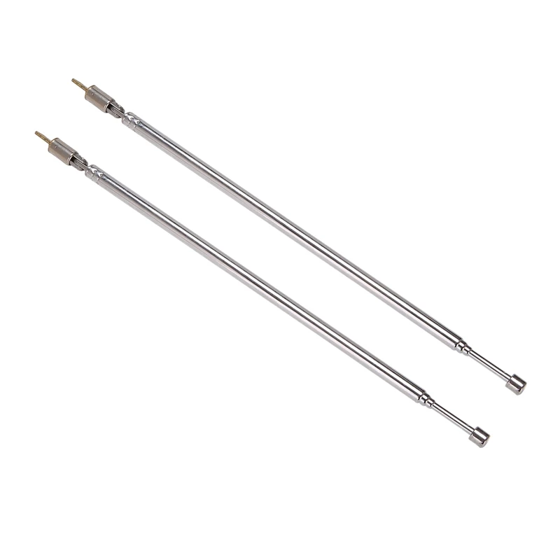 6 Pair 62.5Cm 24.6 Inch 4 Section Telescopic Stainless Steel AM FM Radio Universal Antenna