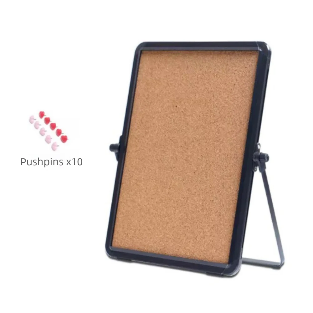 Magnetic Cork Message Board Rotate Stand Hanging/Free Standing Notice Pin Board Set Metal Frame Decorative