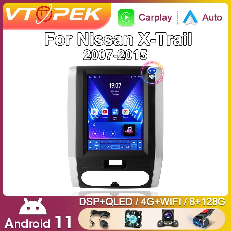 Vtopek 2 Din Android Car Radio for Nissan XTrail X-Trail X Trail 2 T31 2007-2015 Multimedia Player Stereo Wireless Carplay Auto