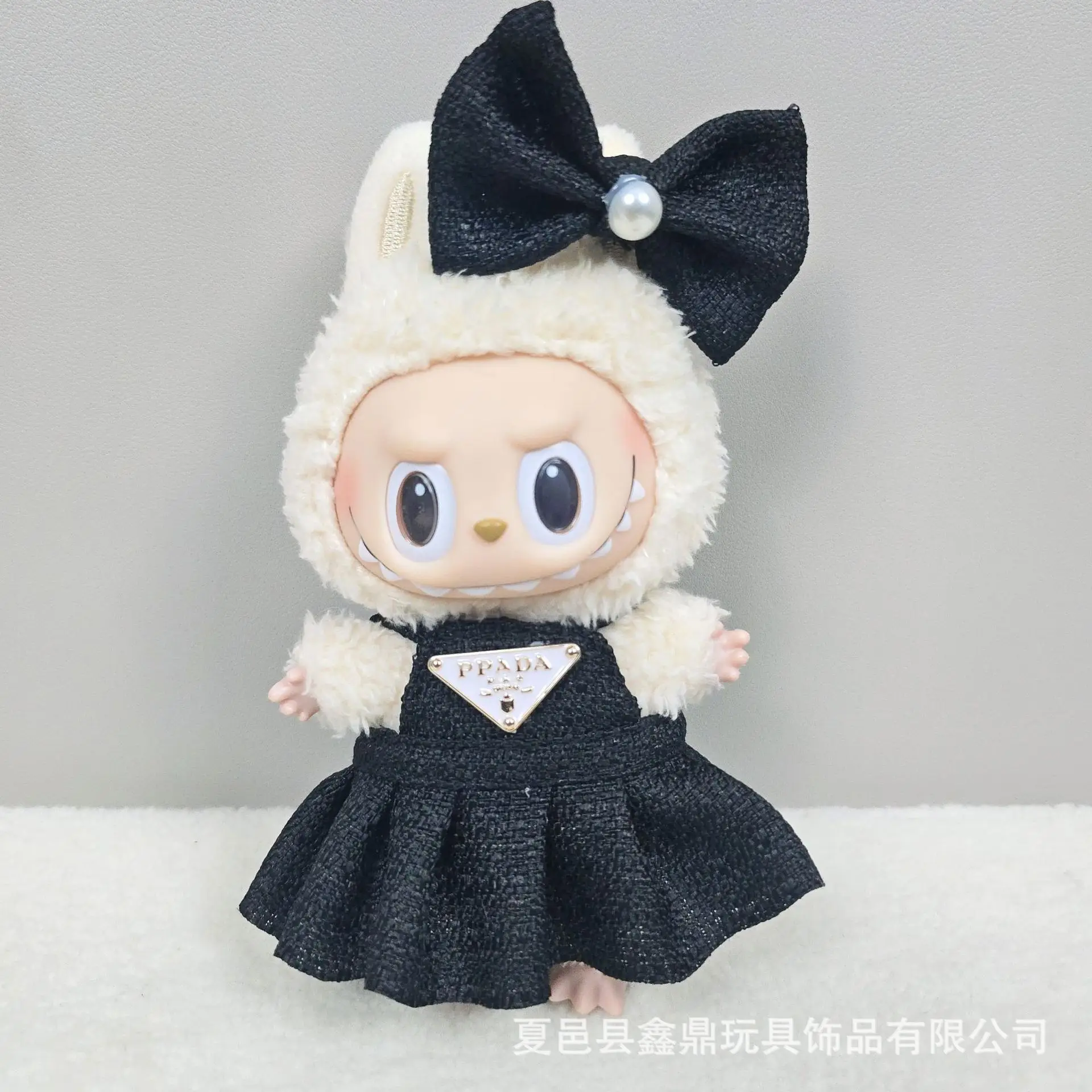

For 17cm Labubu Doll Dress with Bow Inverted Triangle Two-Piece Set Doll Accessories Doll Ropa Clothing V1 V2 V3 Dress