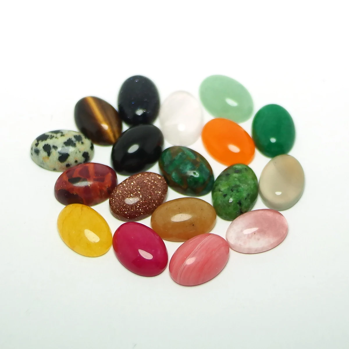 Oval Cabochon Stones,10x14mm Polished Flat Back Stone,Earring Jewelry Necklace Making,Pendant Accessories，Mix Random 10pcs