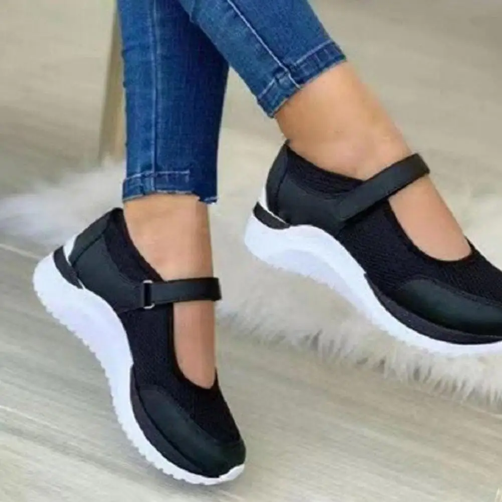 1 Pair Comfortable Women Shoes  Fastener Tape Footwear Sport Shoes  Mesh Wedge Sports Shoes