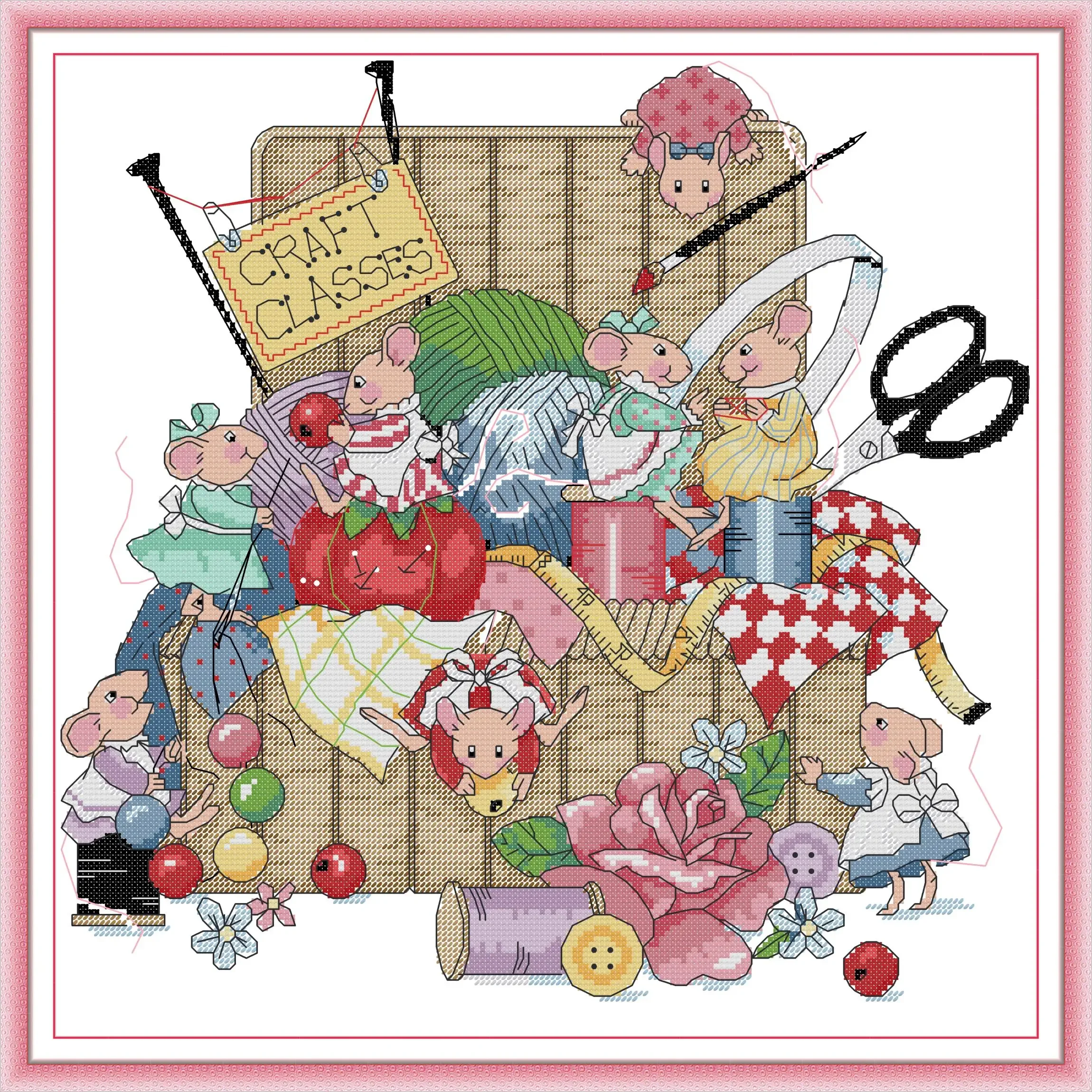 Joy Sunday-Pre-printed Cross Stitch Kit, DIY Easy Pattern, Aida 14, 11CT, Stamped Fabric Embroidery Set, Happy Tailor