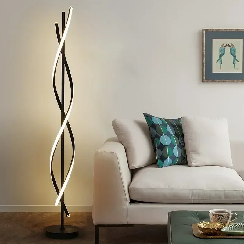 Modern Creative Twisted Floor Lamp Minimalist Night Light RGB Acrylic Table Lamps for Lounge Sofa Bedroom