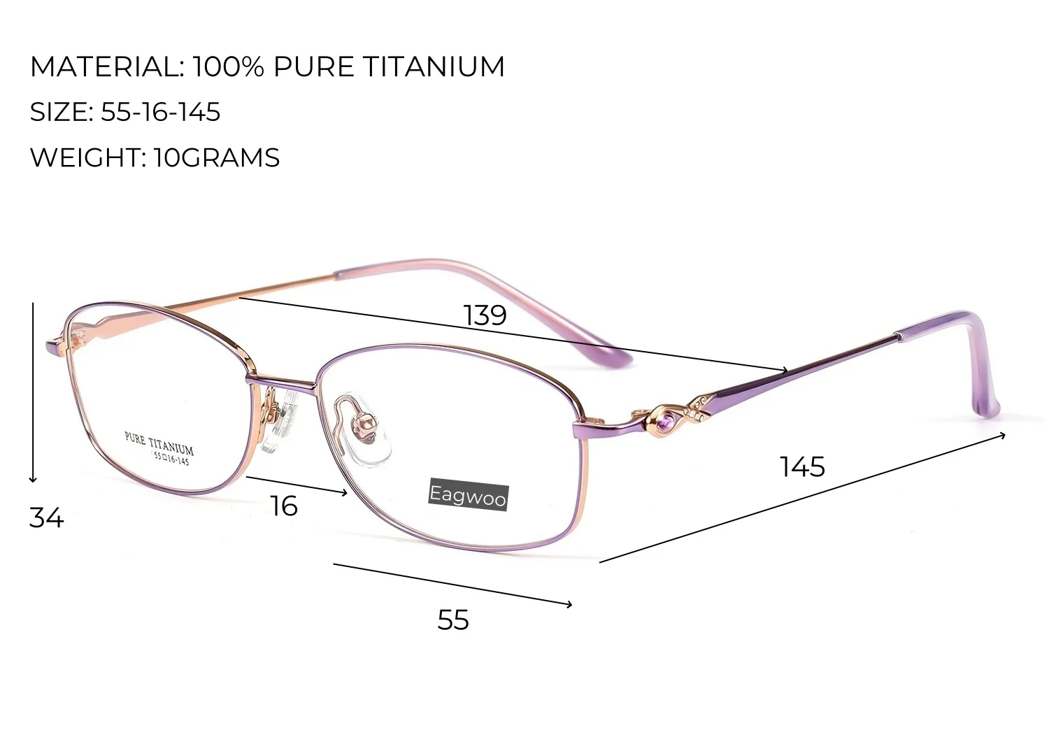 Reine Titan Brille Frauen Brille entworfen Vollrand runde rote Brille ovale Brille elegante Brille breites Gesicht – Detail 3