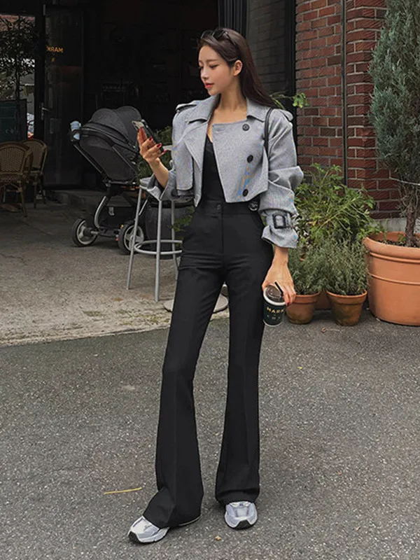 

High Waist Straight Leg Suit Pants Women's Spring Autumn Long Dra Floor Length Faionable Versatile Korean Sle Commute