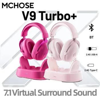 MCHOSE V9 Turbo+ 7.1 Surround Sound Magnetyczny Bezprzewodowy Zestaw Słuchawkowy do Gier90 °   Obrotowe nauszniki 60mm, niskie opóźnienie, RGB, ładowanie magnetyczne