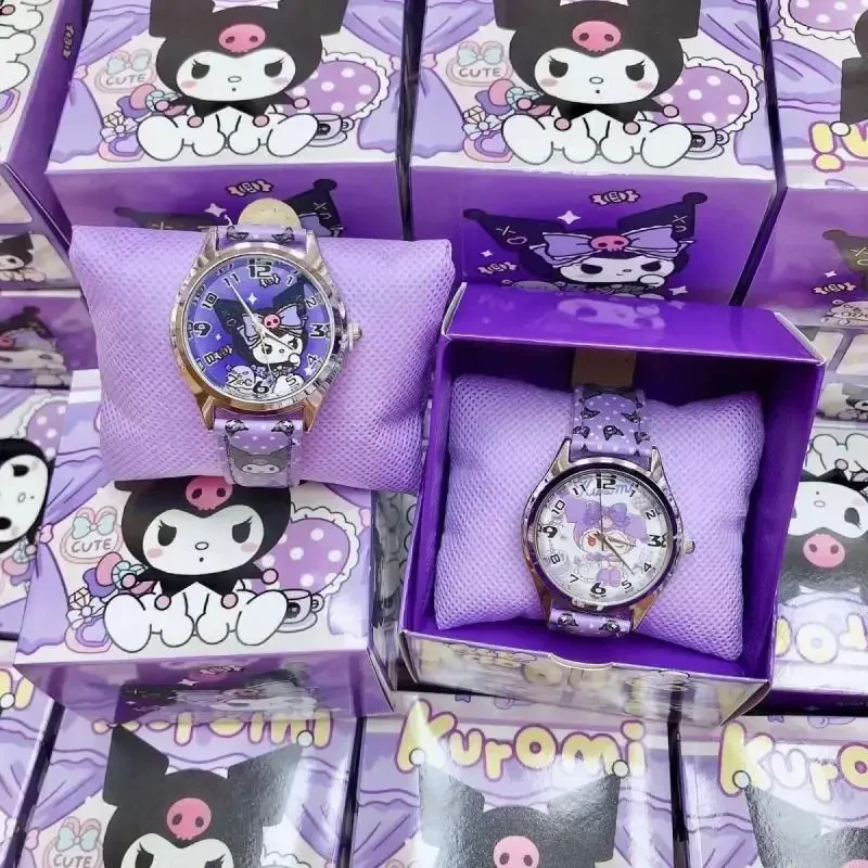 Sanrio Kuromi Melody Cinnamoroll HelloKitty Quartz Watch Boxed Cartoon Holiday Birthday Children's Analog Watch Girls Boys Gift