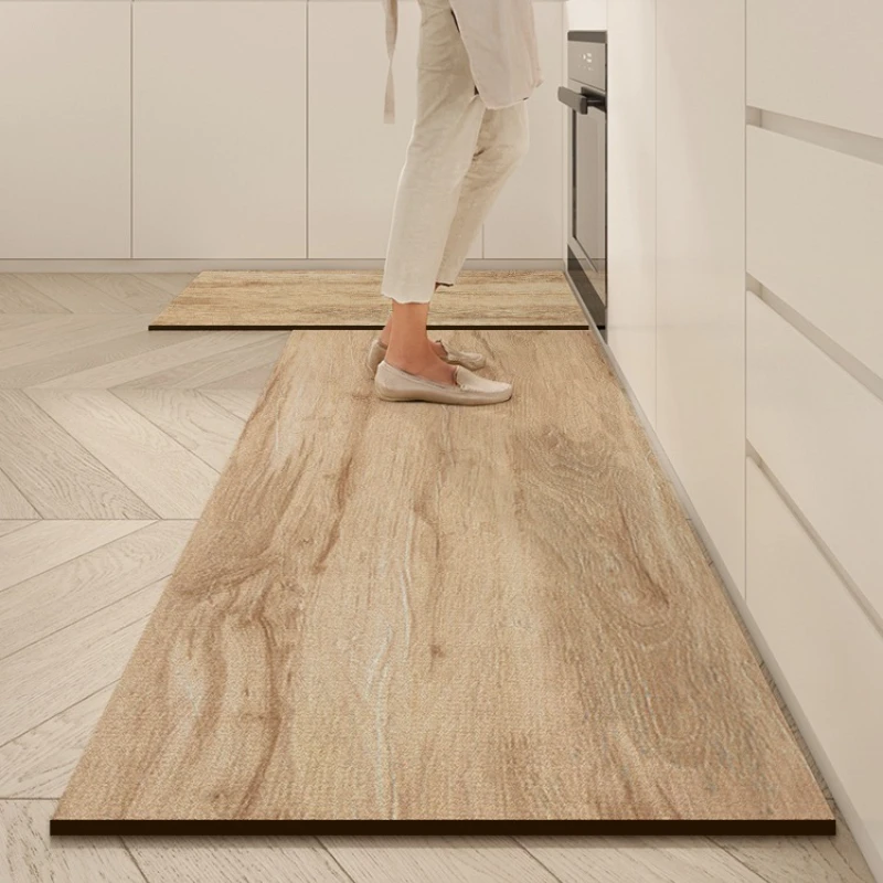 

Kitchen Floor Mats Imitation Wood Grain PVC Leather Waterproof Oil-proof Carpet High-grade Anti-fouling Non-slip Rugs Ковер 양탄자