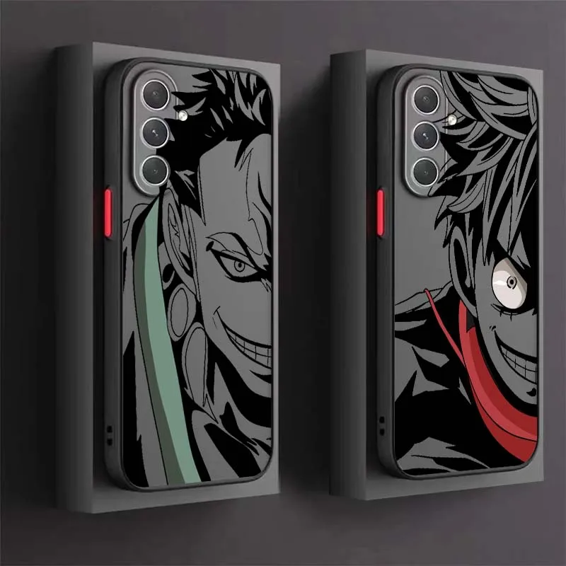 

One Piece Nami D. Luffy Cute For Samsung Galaxy S25 S24 S23 S22 S21 S20 S10 S9 Ultra Plus FE 5G Frosted Translucent Phone Case