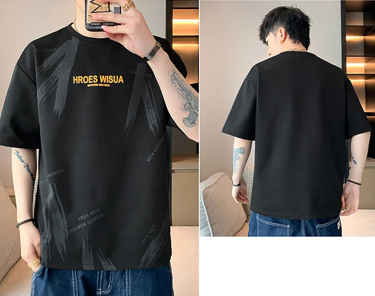 

NASA joint ice silk short-sleeved T-shirt men's 2025 summer thin ins trend loose printing large size quick-drying T-shirt