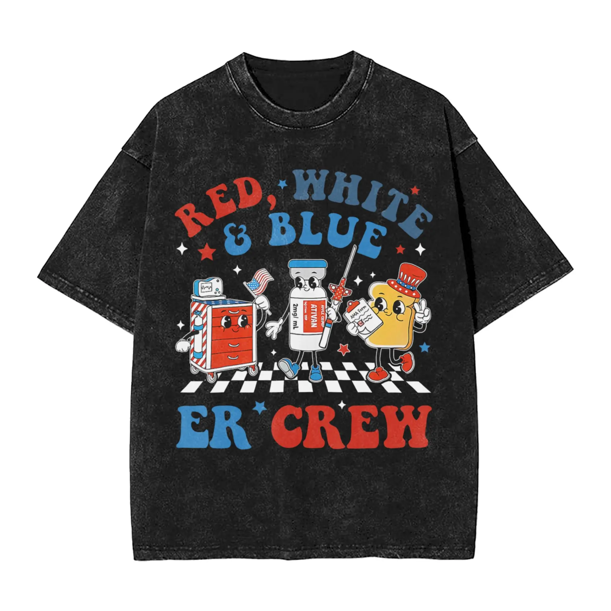 Emergency Department Room Nurse  Washed T Shirt Streetwear Hip Hop Vintage T-Shirt  Tees for Men Women Short Sleeve Oversize
