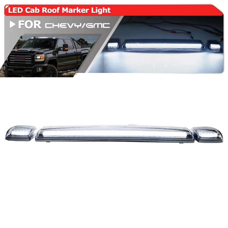 

For Chevy Silverado GMC Sierra Gen3 2500HD 3500HD 2015 2016 2017 2018 2019 White LED Top Cab Roof Marker Running Clearance Light