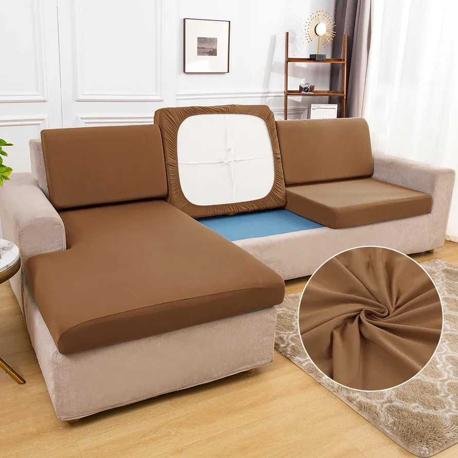 Elastic Plain Solid Sofa Seat Cushion Cover Chair Cover Stretch Washable Removable Slipcover Sofa Couch Cover 1/2/3/4 Seat