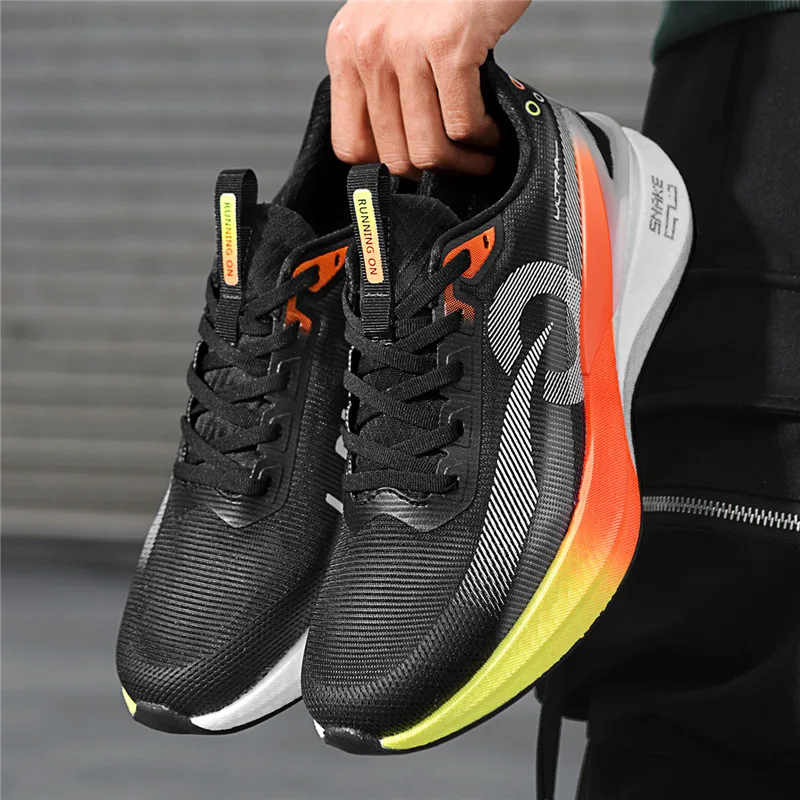 

Men Sport Shoes Professional Cushioned Carbon Plate Running Shoes Breathable Lace-up Casual Sneakers Marathon Athletic Footwear