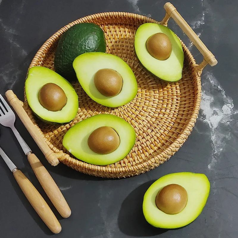 

PU Soft Fake Avocado Simulation Model Artificial Avocado Fruit Prop Dollhouse Miniature Kitchen Decor Ornament Photography Props